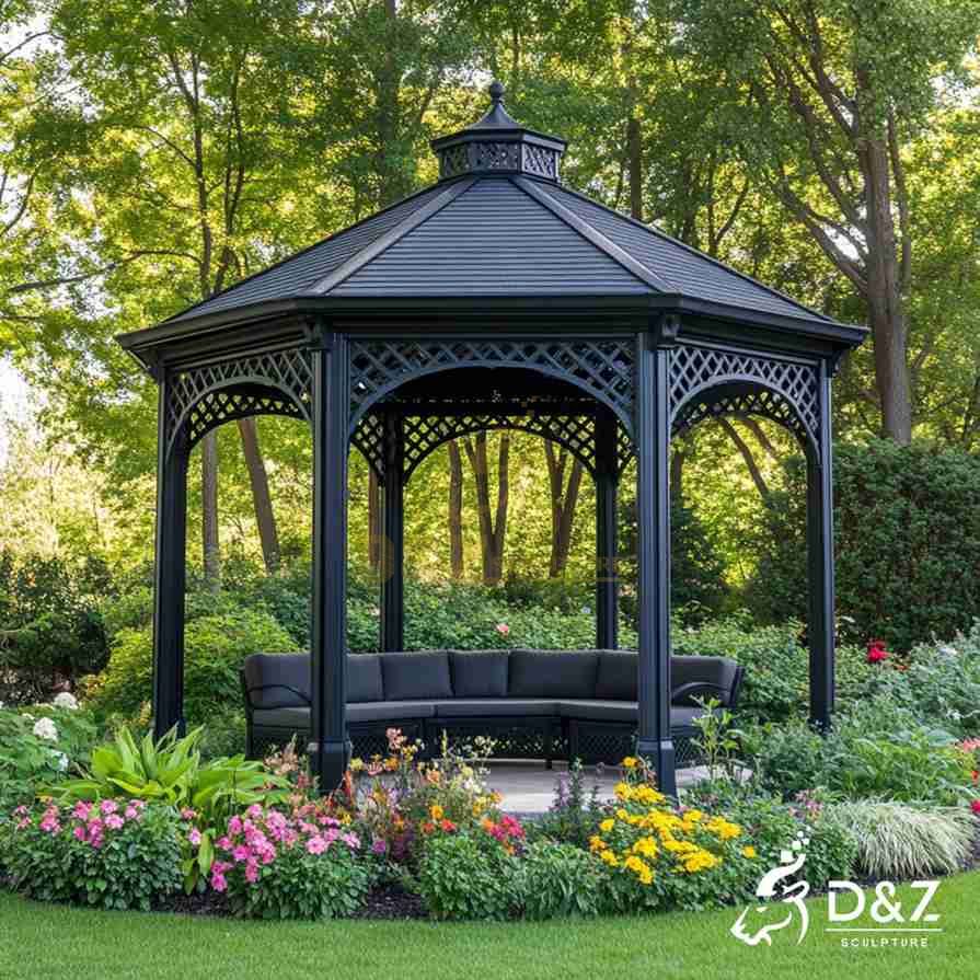 Large Outdoor Black Metal Octagon Pavilion 6