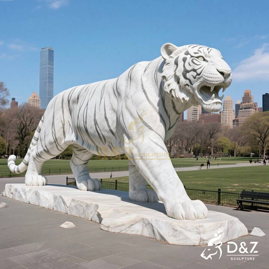 White Marble Tiger Statue 3