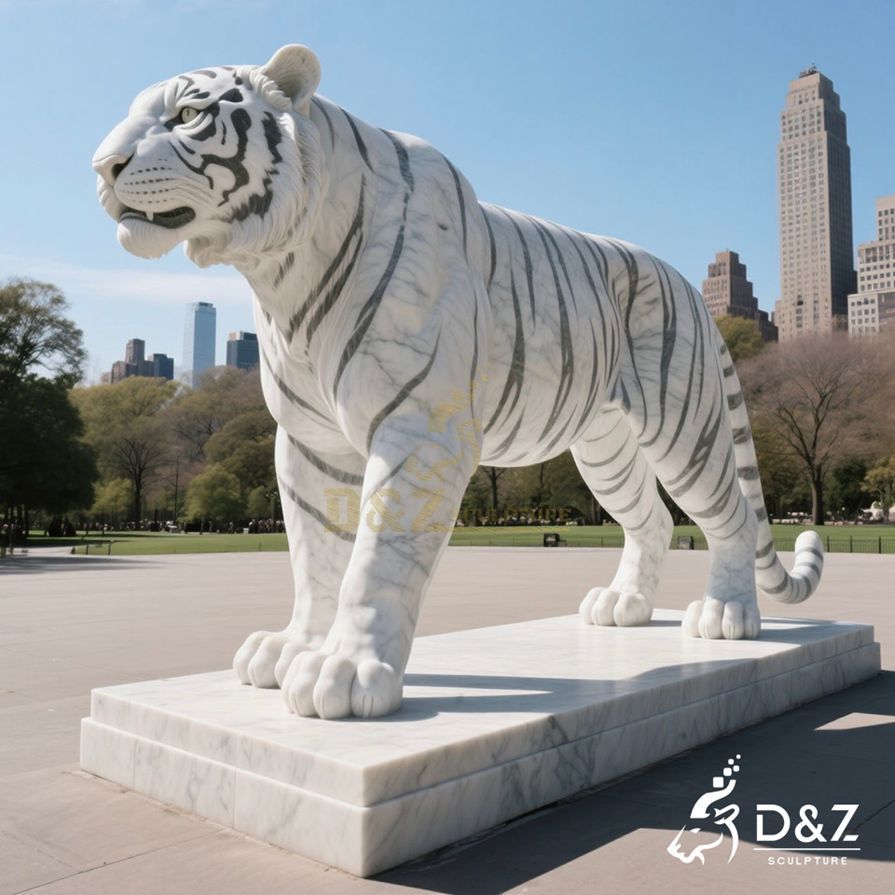White Marble Tiger Statue 6