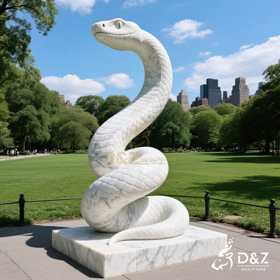 White Marble Snake Statue 6