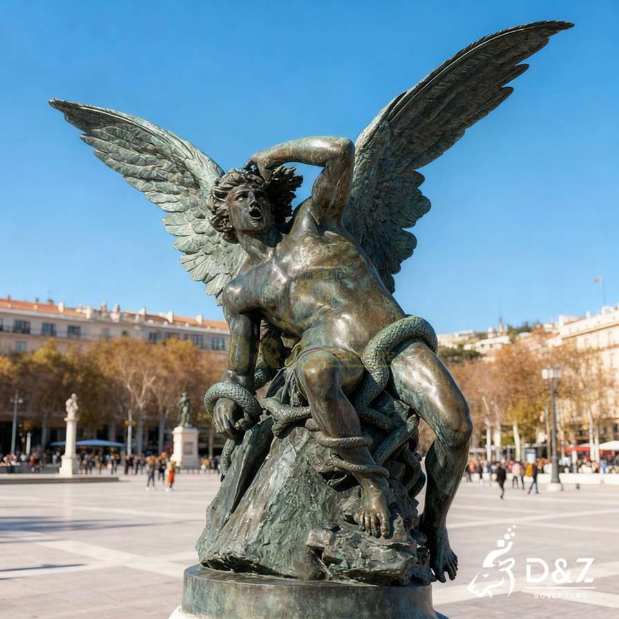 Bronze Fallen Angel Lucifer Statue 5