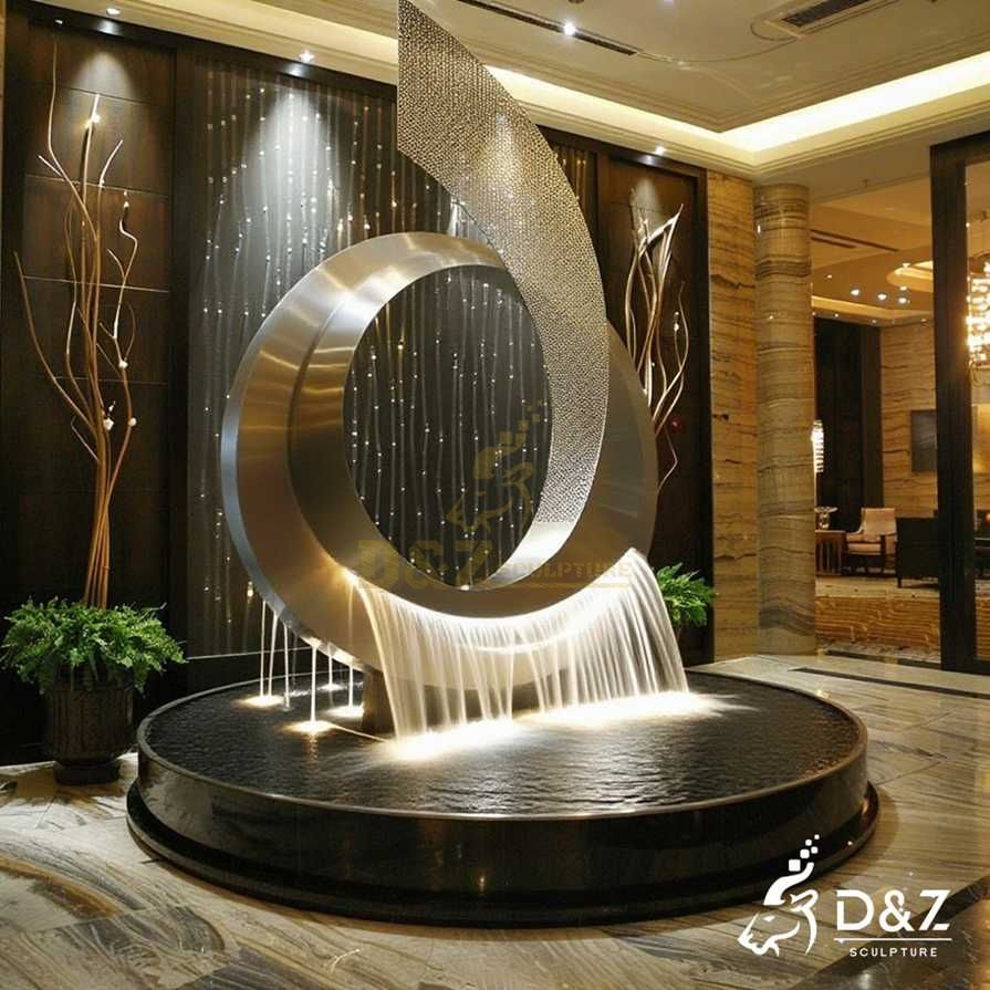 Abstract Metal Moon Sailboat Fountain 2