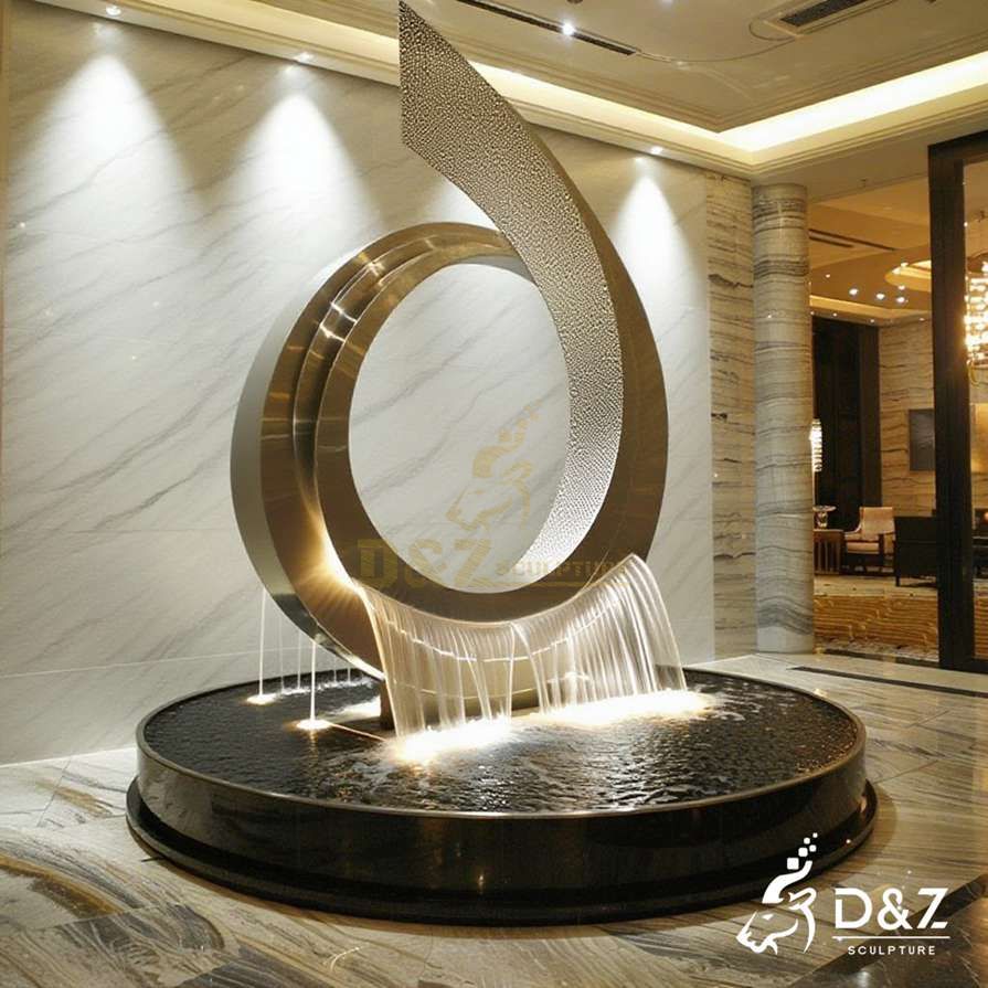 Abstract Metal Moon Sailboat Fountain 3
