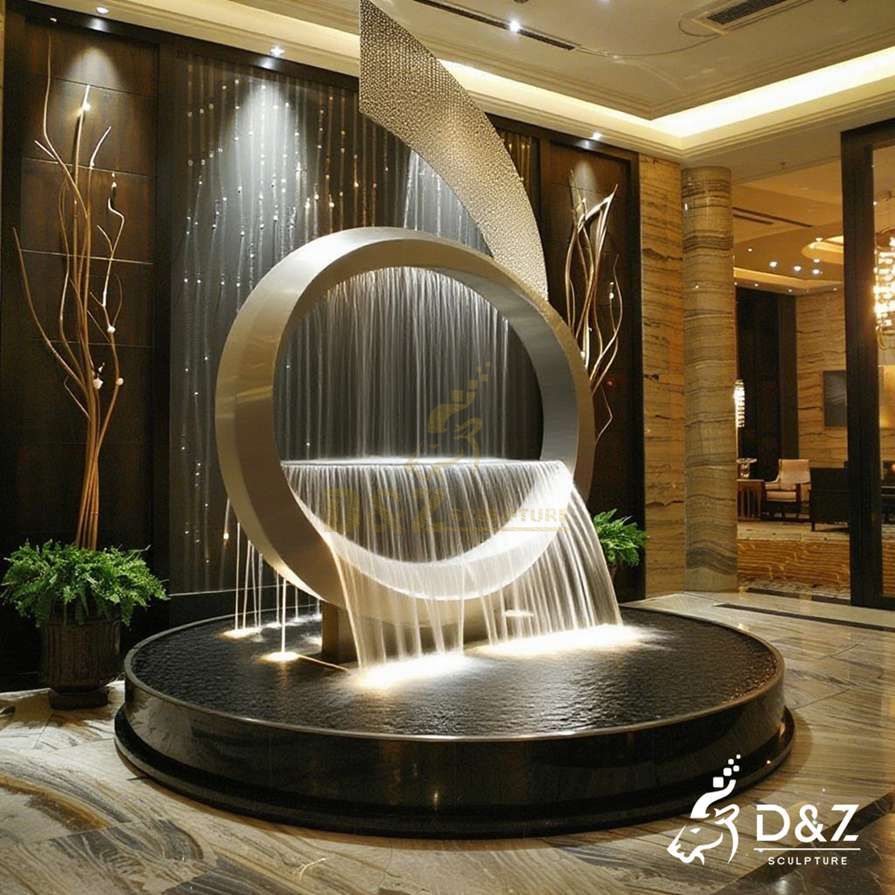 Abstract Metal Moon Sailboat Fountain 5