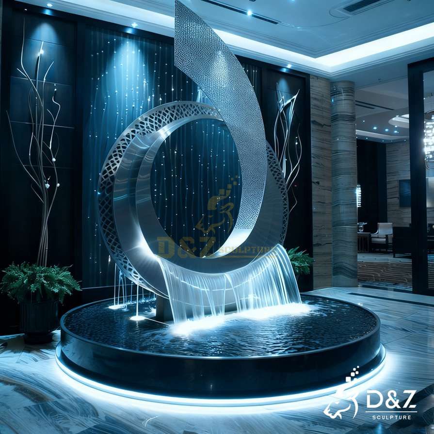 Abstract Metal Moon Sailboat Fountain 6