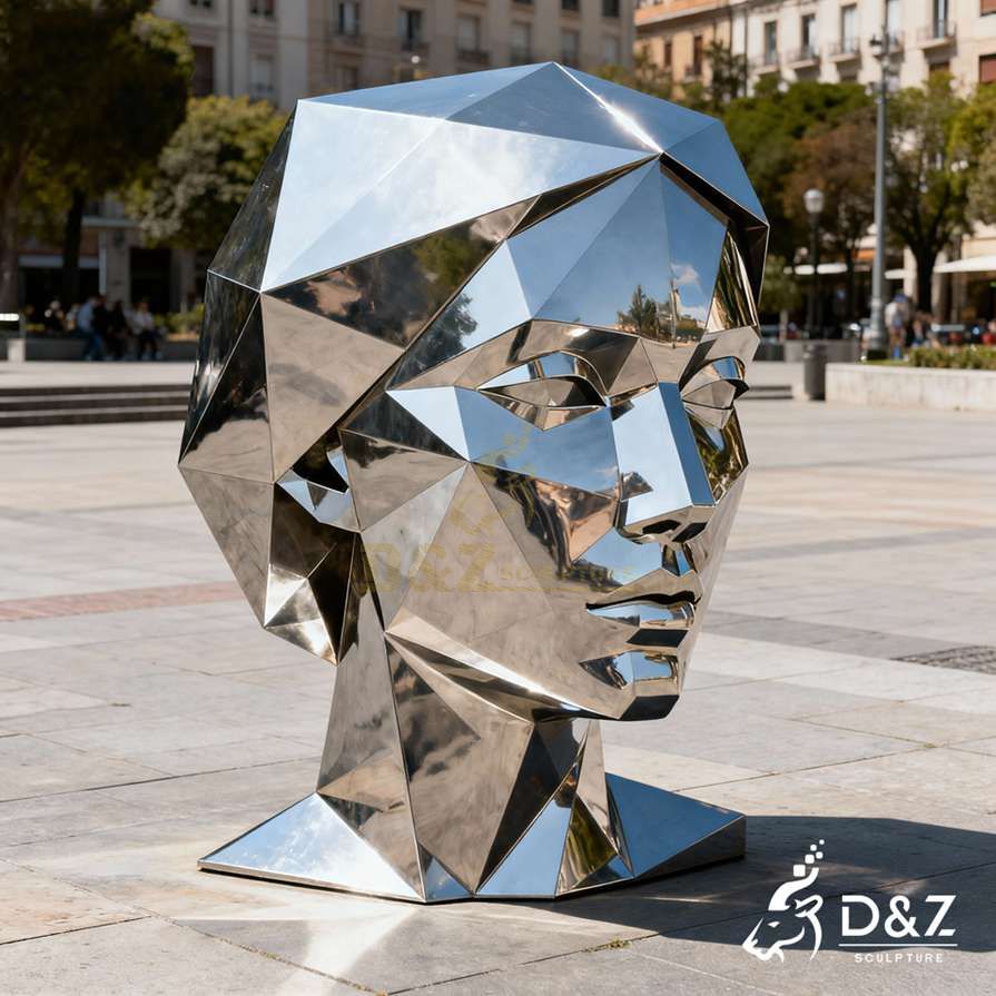 Geometric Metal Female Face Sculpture 5
