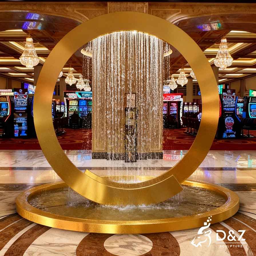 Custom Golden Metal Ring Fountain 1