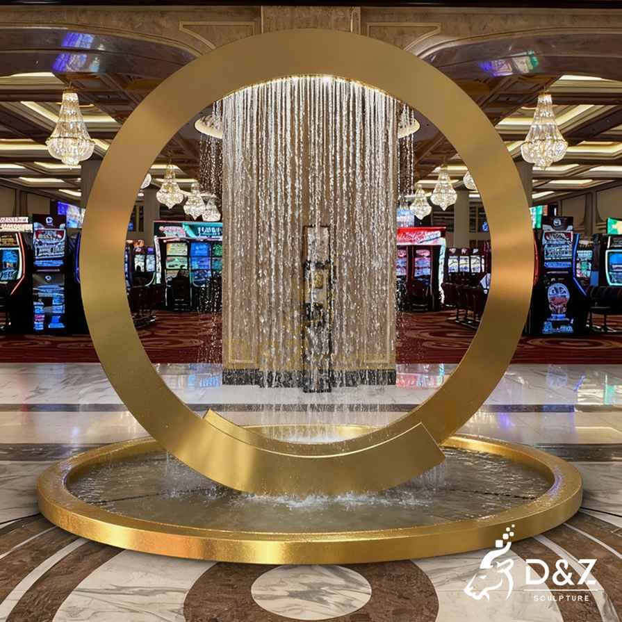 Custom Golden Metal Ring Fountain 2