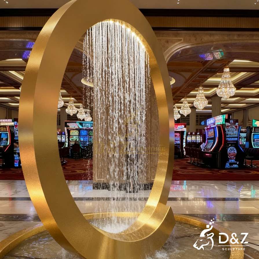 Custom Golden Metal Ring Fountain 6
