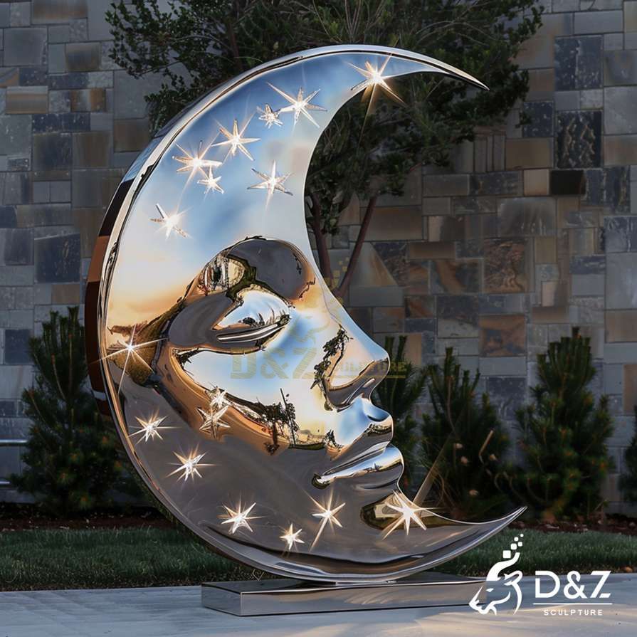 Metal Moon Face Sculpture 2