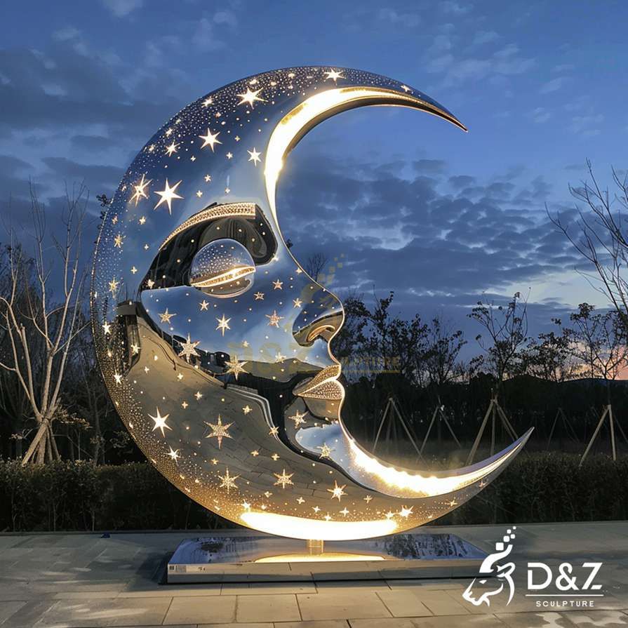 Metal Moon Face Sculpture 4