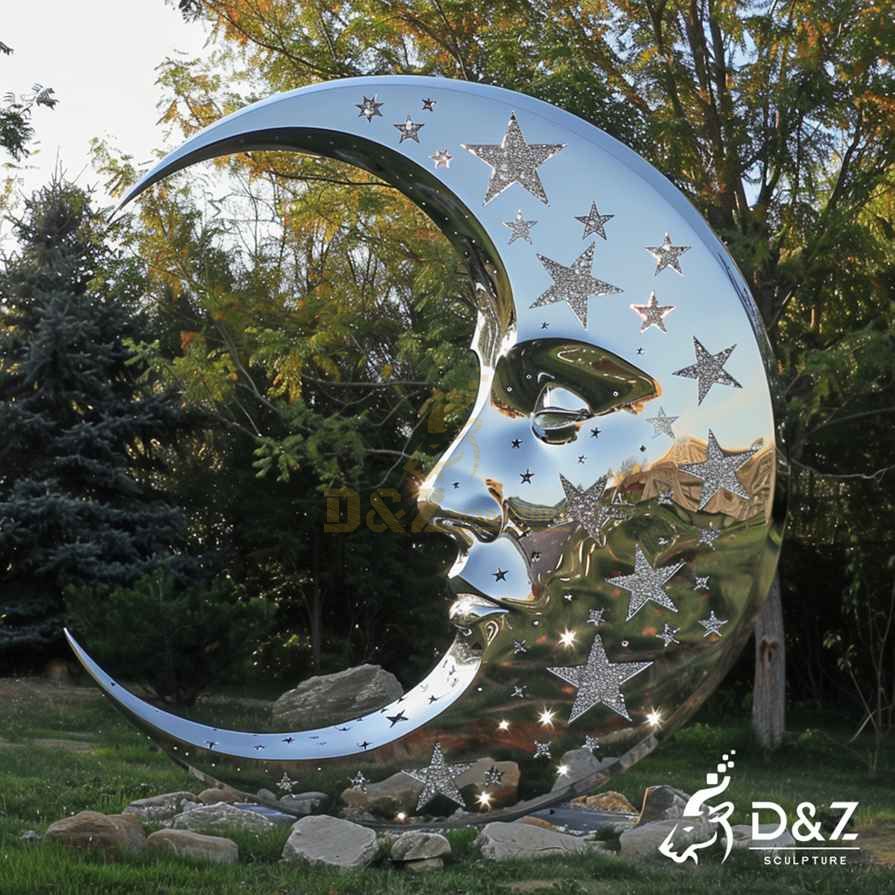Metal Moon Face Sculpture 5