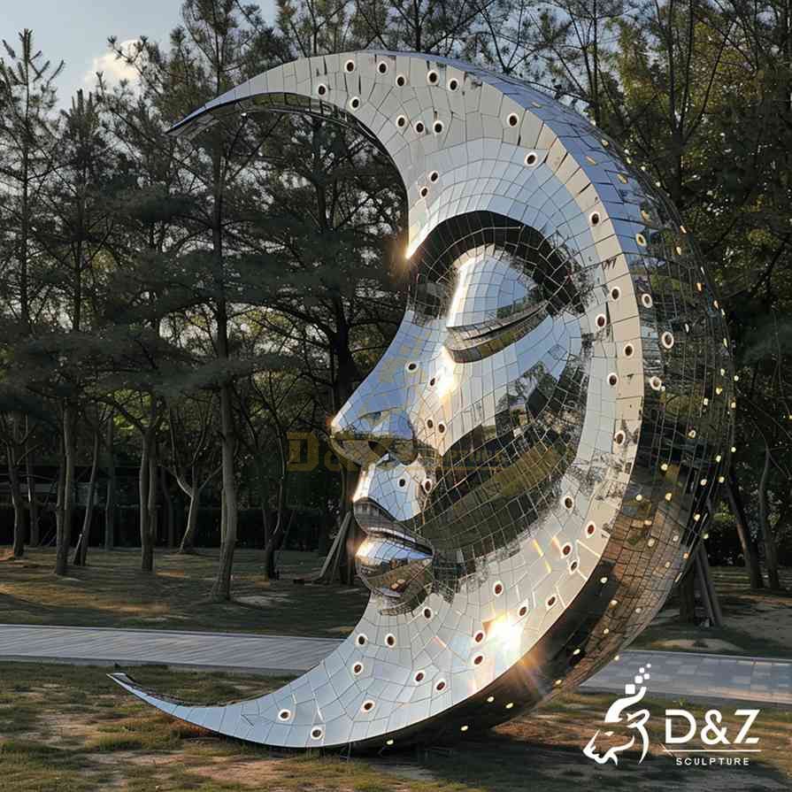Metal Moon Face Sculpture 6