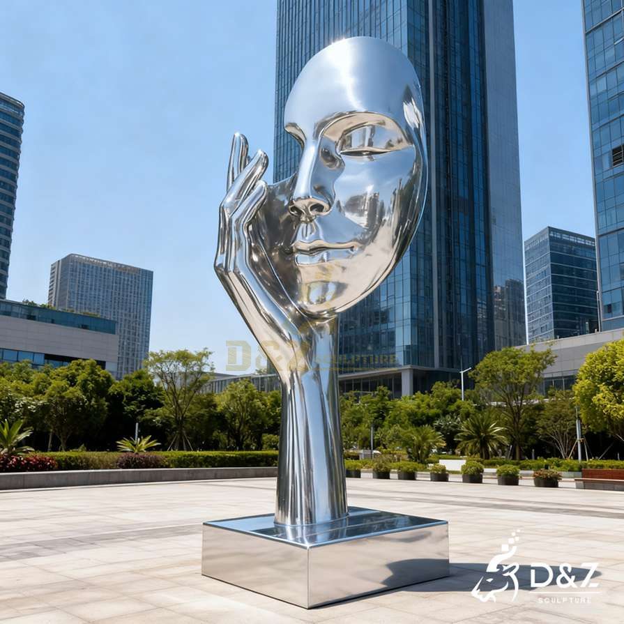 Modern Metal Face and Hand Sculpture 5