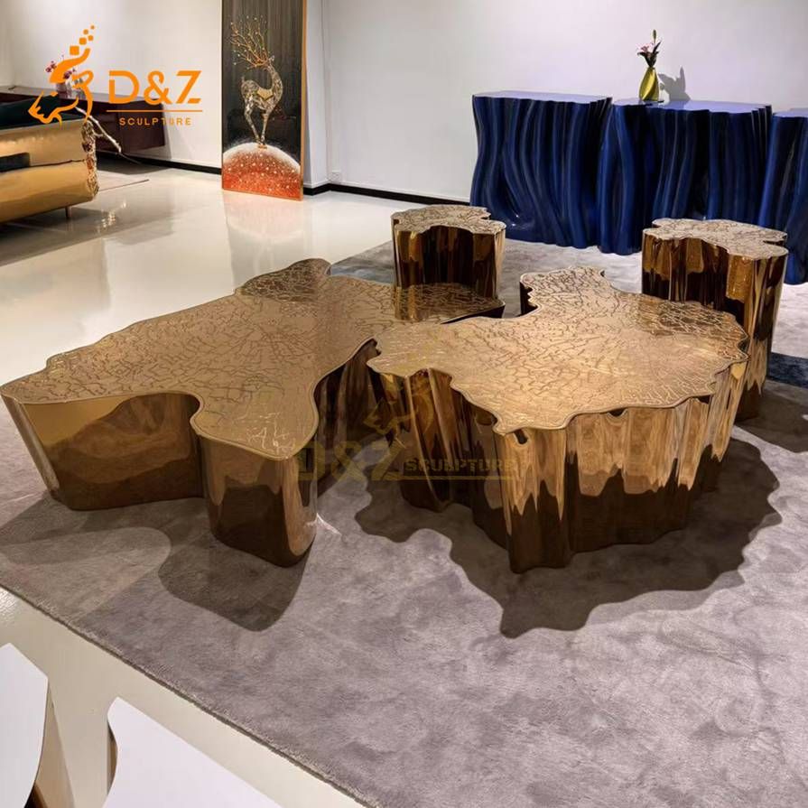 Map Gold Metal Coffee Table 4