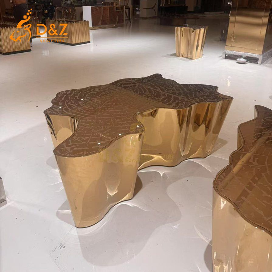 Map Gold Metal Coffee Table 5