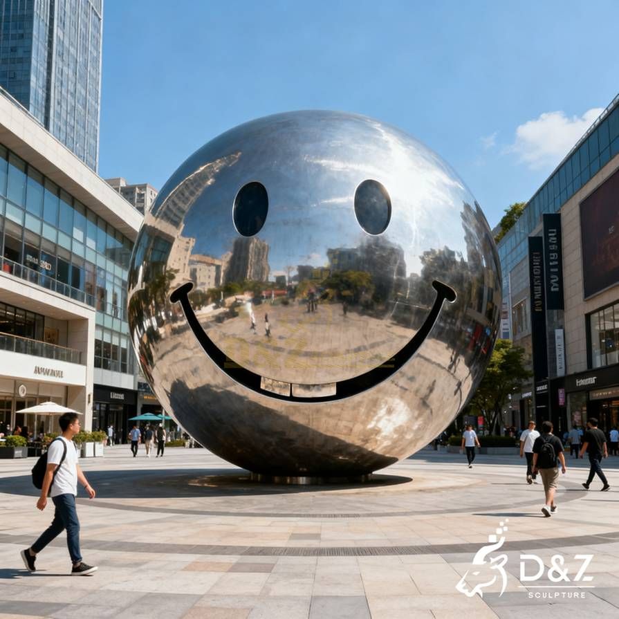 Metal Smiley Face Sculpture 3