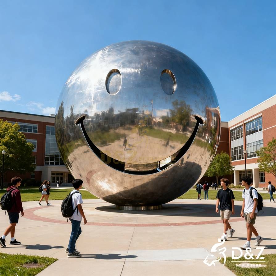 Metal Smiley Face Sculpture 4