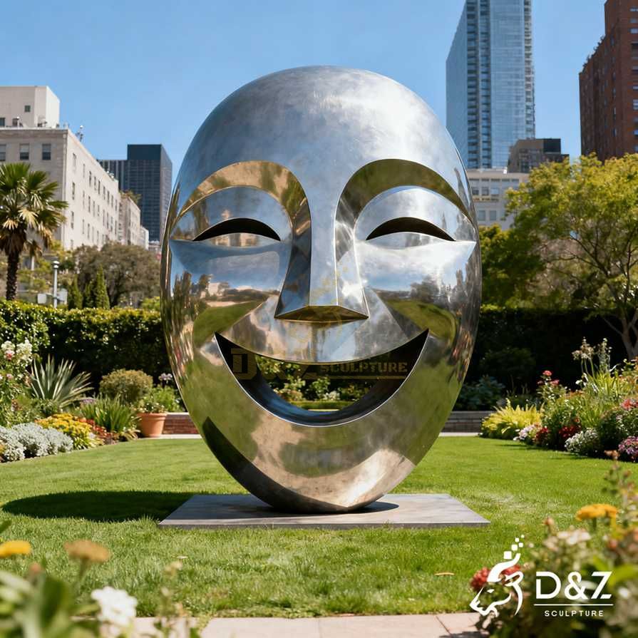 Metal Smiley Face Sculpture 5