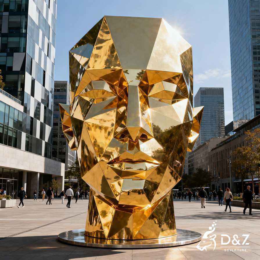 10-7 Unique Large Modern Metal Face Sculptures to Outdoor