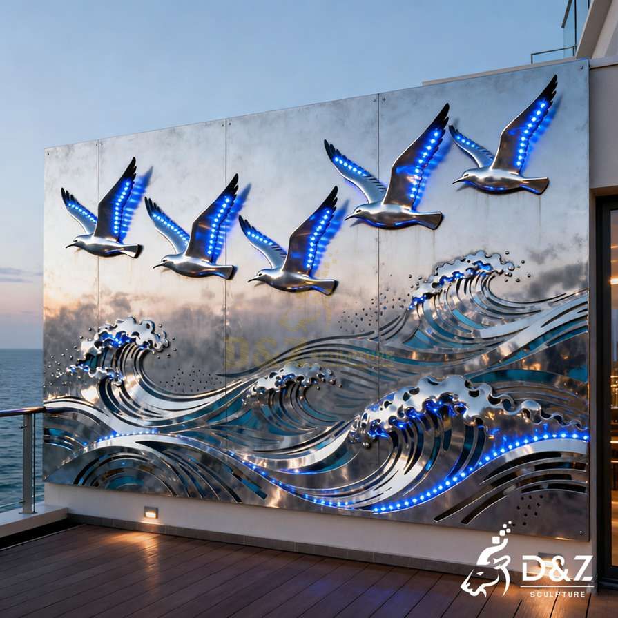 Metal Seagull Wall Sculpture 4