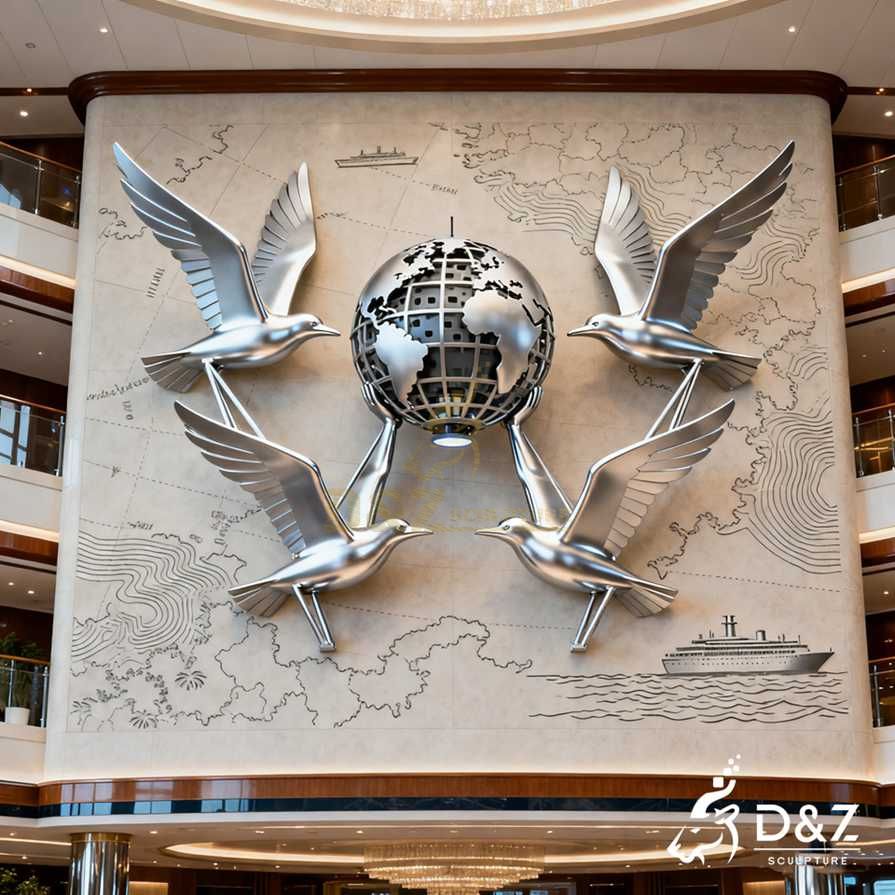 Metal Seagull Wall Sculpture 5