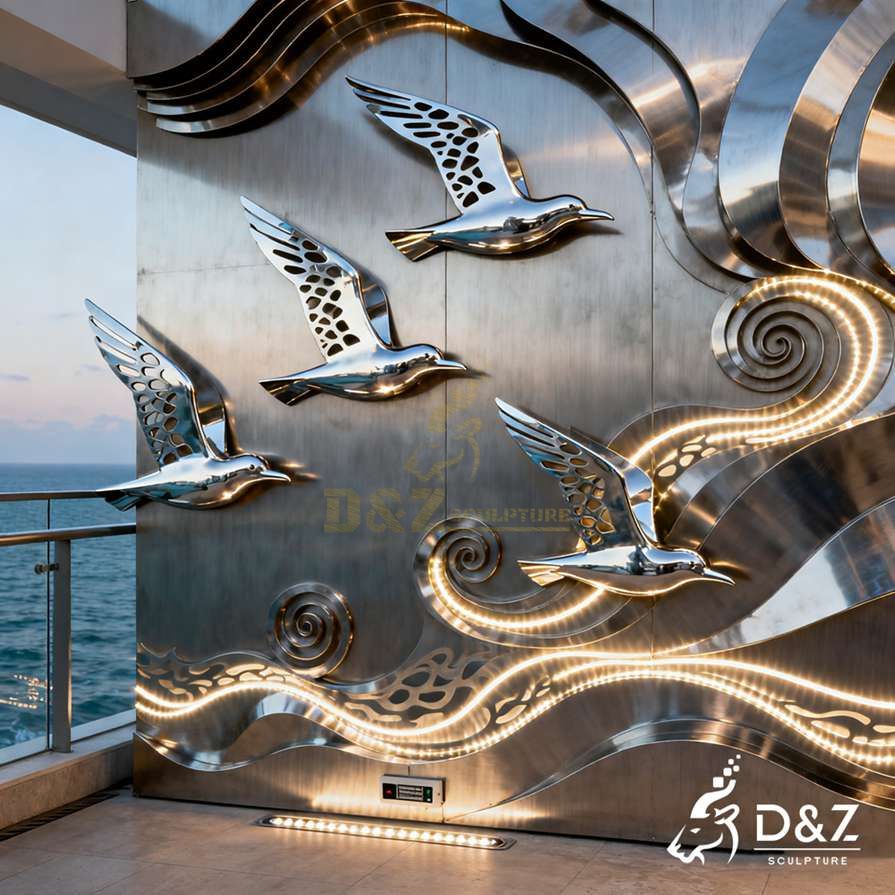 Metal Seagull Wall Sculpture 6
