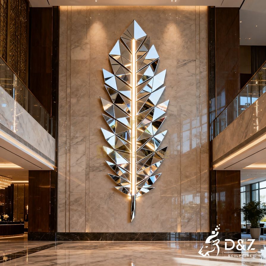 Geometric Metal Feather Wall Sculpture 3 Geometric Metal Feather Wall Sculpture 3
