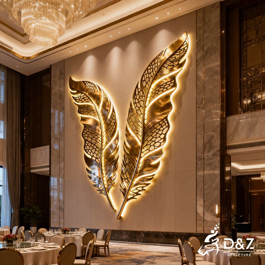Geometric Metal Feather Wall Sculpture 5 Geometric Metal Feather Wall Sculpture 5