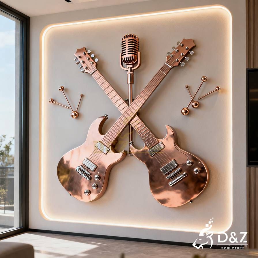 Metal Guitar Wall Sculpture 1 Metal Guitar Wall Sculpture 1