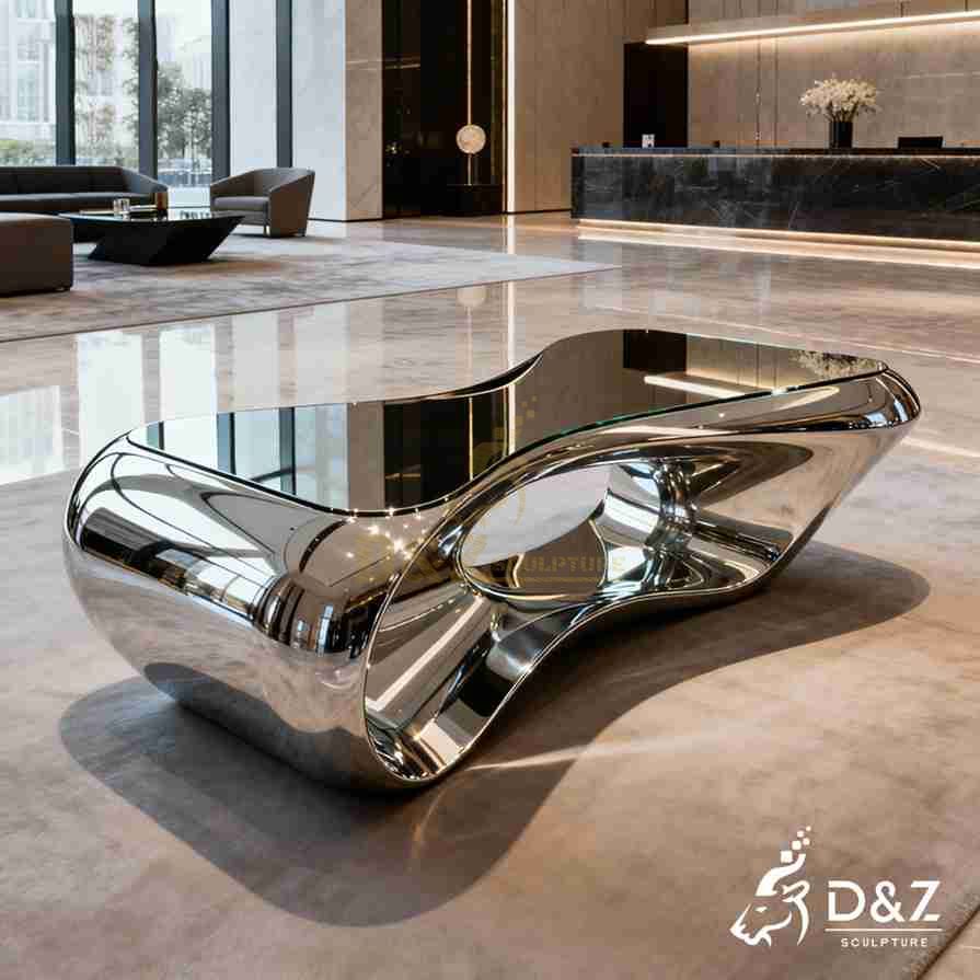 Abstract Silver Metal Coffee Table 1 Abstract Silver Metal Coffee Table 1