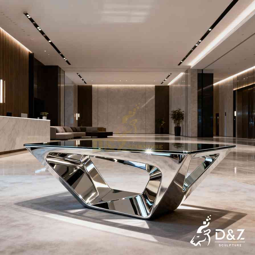 Abstract Silver Metal Coffee Table 4 Abstract Silver Metal Coffee Table 4