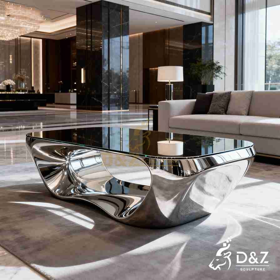Abstract Silver Metal Coffee Table 5 Abstract Silver Metal Coffee Table 5