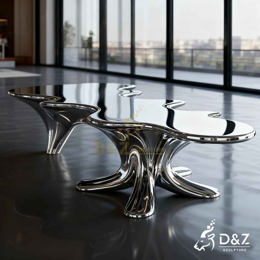 Abstract Silver Metal Coffee Table 6 Abstract Silver Metal Coffee Table 6