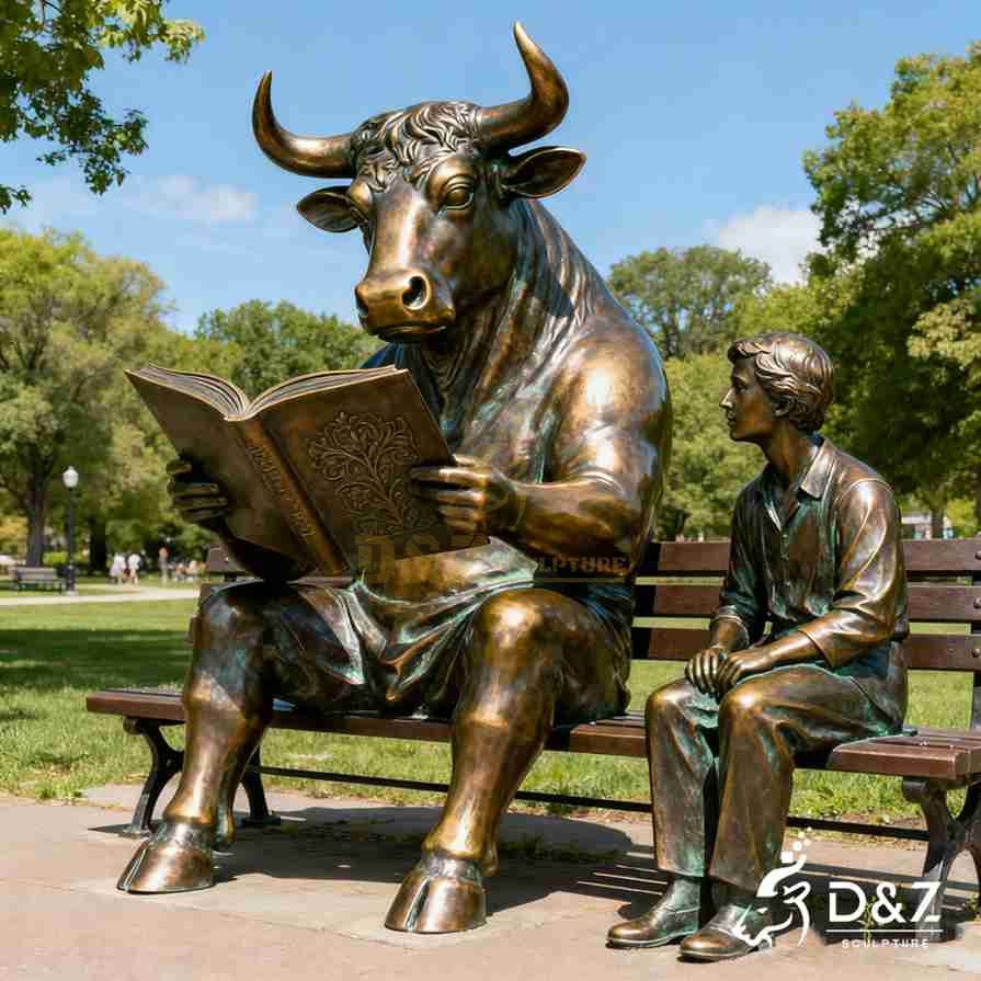 Sitting Bull Statue Reading with Human 1 Sitting Bull Statue Reading with Human 1
