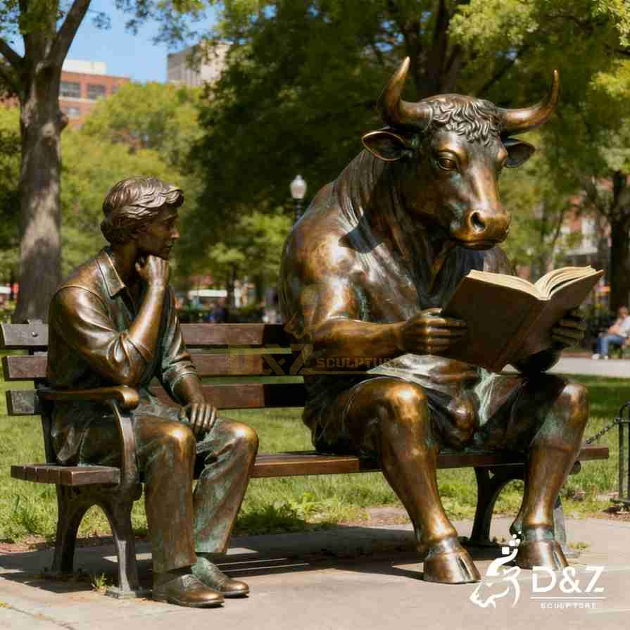 Sitting Bull Statue Reading with Human 3 Sitting Bull Statue Reading with Human 3