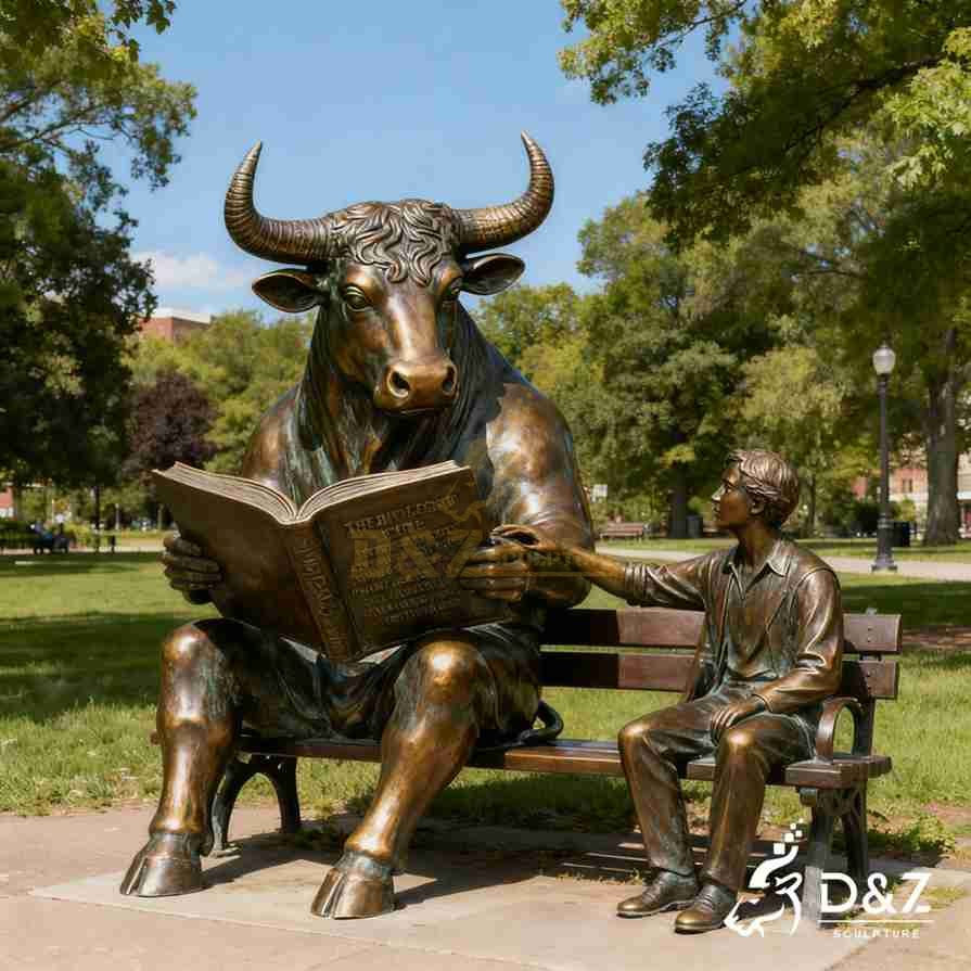 Sitting Bull Statue Reading with Human 4 Sitting Bull Statue Reading with Human 4