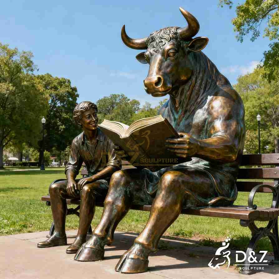 Sitting Bull Statue Reading with Human 5 Sitting Bull Statue Reading with Human 5