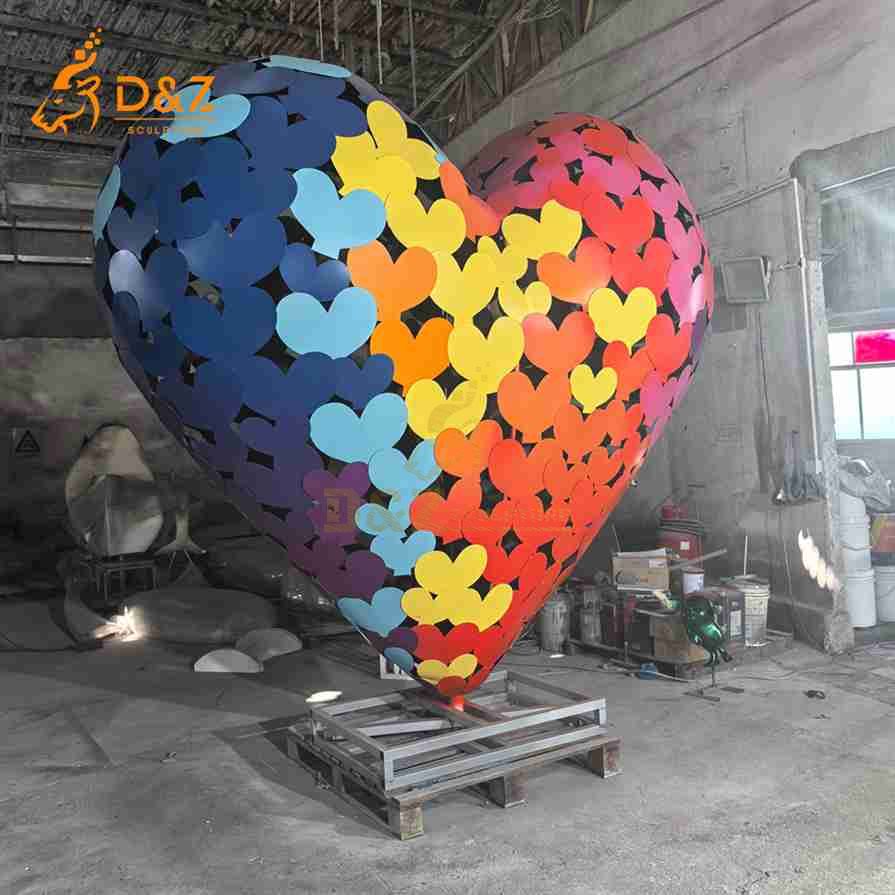 Metal Colorful Heart Sculpture 3 Metal Colorful Heart Sculpture 3