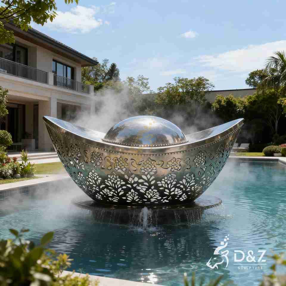 Custom Metal Fortune Boat Water Fountain for Sale DZ-915 Custom Metal Fortune Boat Water Fountain for Sale DZ-915