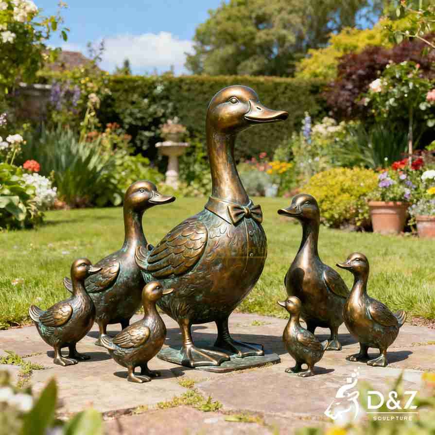 Bronze Duck Family Garden Statues 1 Bronze Duck Family Garden Statues 1