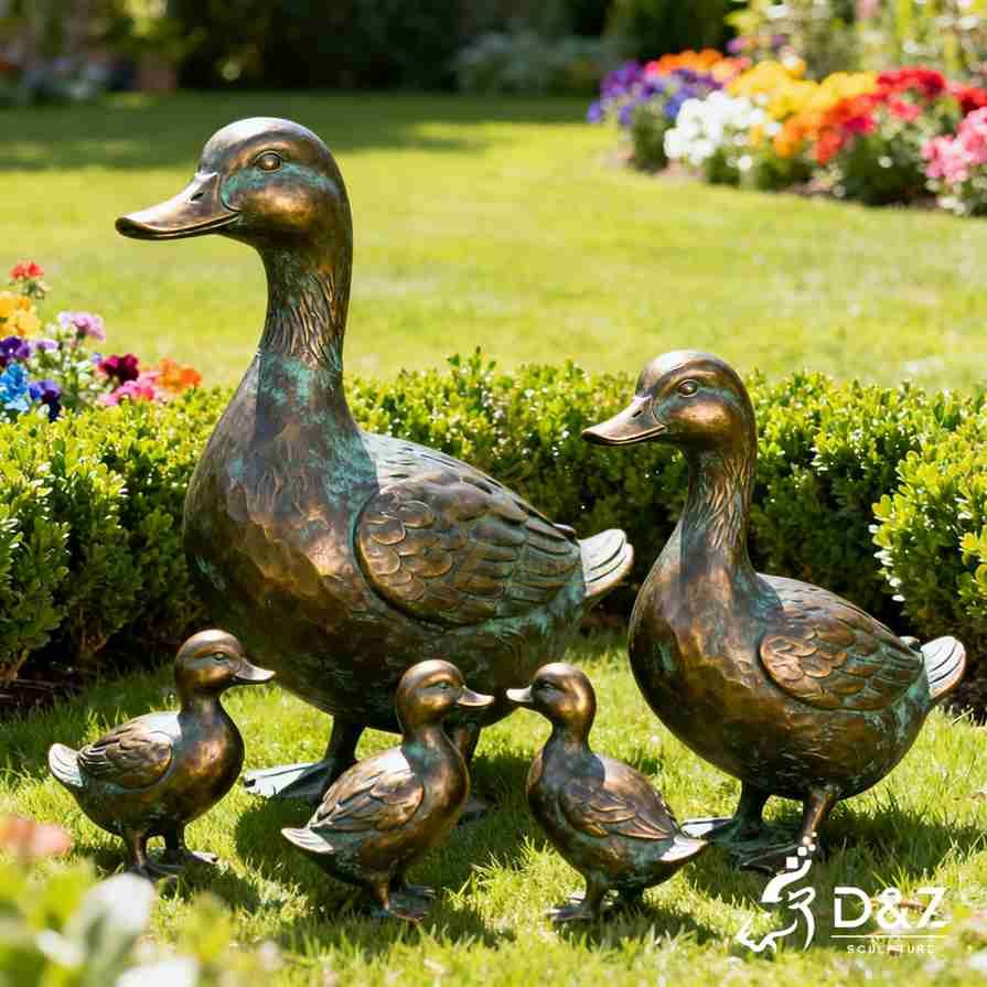 Bronze Duck Family Garden Statues 2 Bronze Duck Family Garden Statues 2
