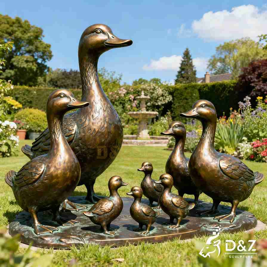 Bronze Duck Family Garden Statues 4 Bronze Duck Family Garden Statues 4