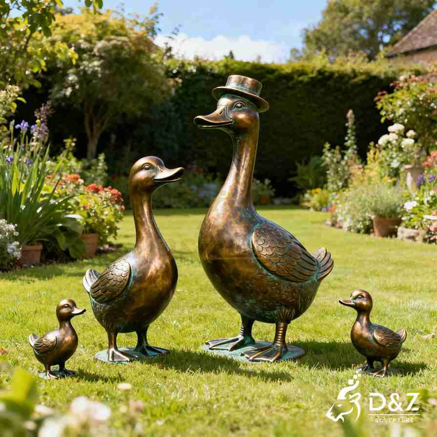 Bronze Duck Family Garden Statues 5 Bronze Duck Family Garden Statues 5
