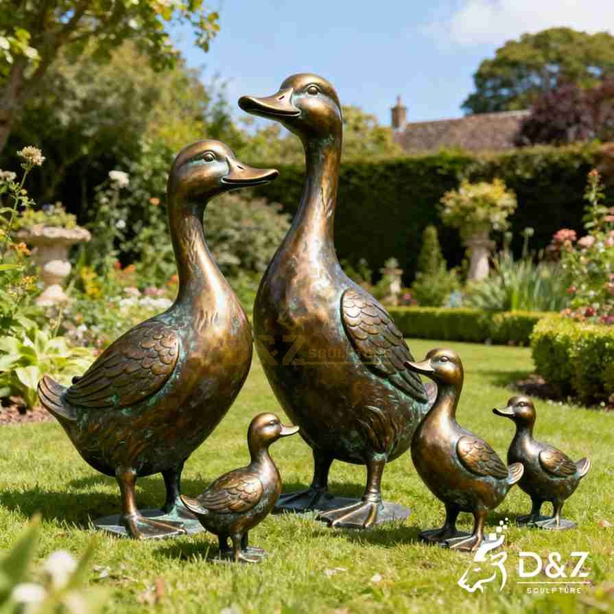 Bronze Duck Family Garden Statues 6 Bronze Duck Family Garden Statues 6