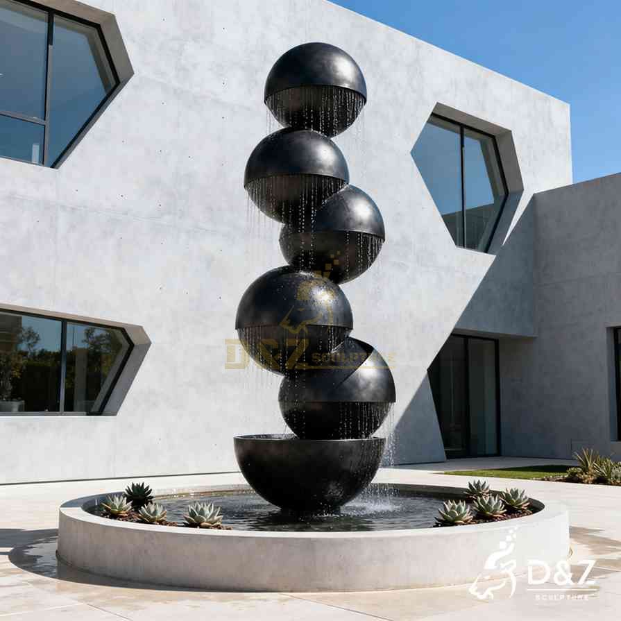 Modern Black Stainless Steel Sphere Fountain 2 Modern Black Stainless Steel Sphere Fountain 2