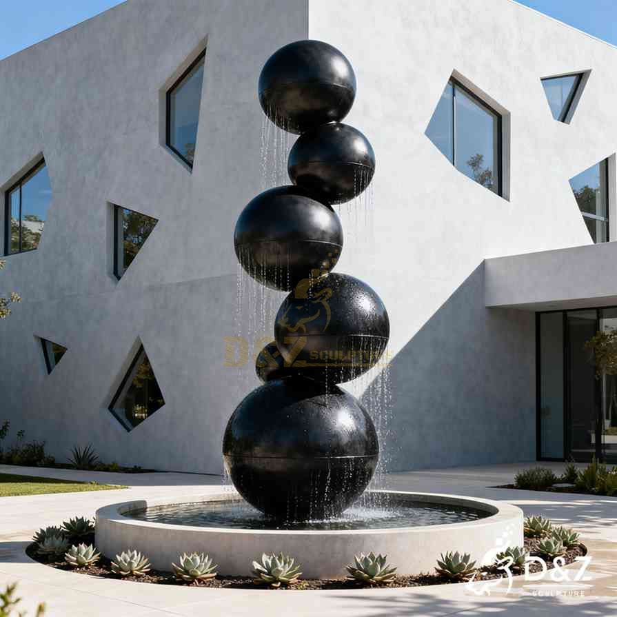 Modern Black Stainless Steel Sphere Fountain 3 Modern Black Stainless Steel Sphere Fountain 3