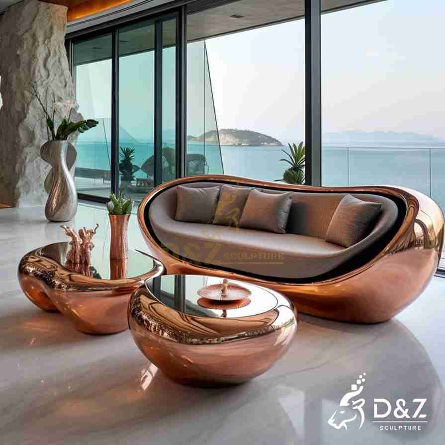 Rose Gold Metal Coffee Table 2