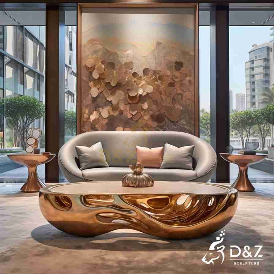 Rose Gold Metal Coffee Table 3