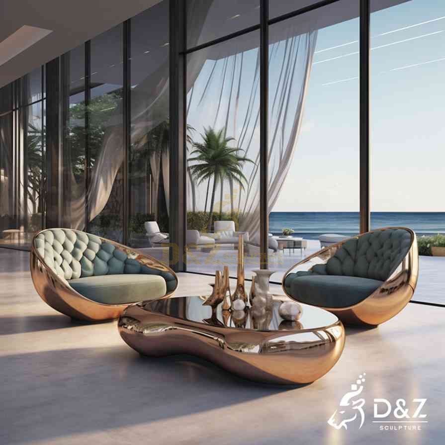 Rose Gold Metal Coffee Table 4